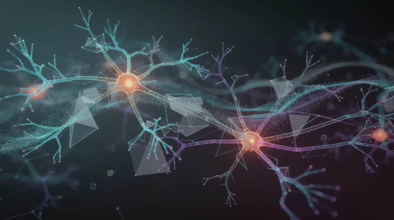 The image depicts an abstract representation of neural network connections, showcasing intricate patterns that symbolize data flow and analysis. This visual metaphor highlights the advanced AI technology used to generate insights into relationship dynamics and compatibility.