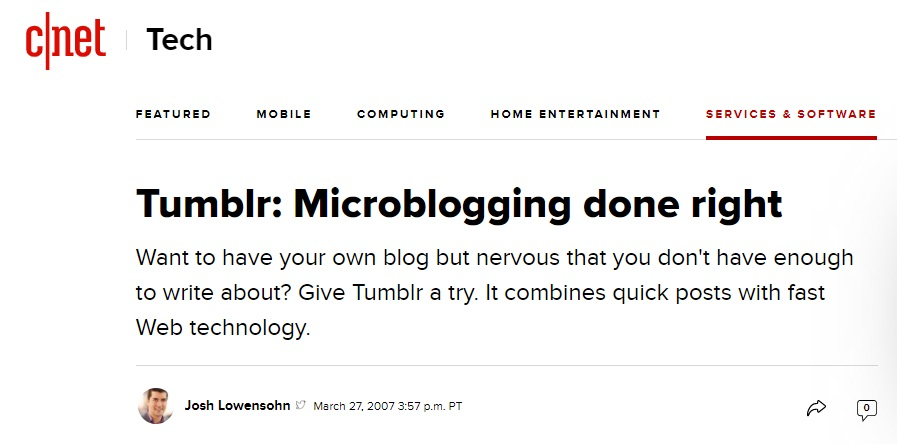C-Net News Tumblr encourages users to be brief | TheBloggingBox.com