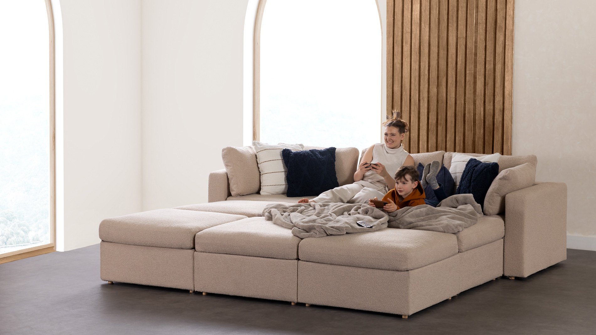 Kids space on modular couch
