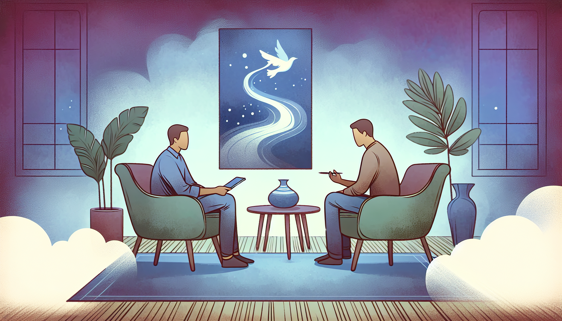 Illustration of a person seeking professional help for porn addiction treatment