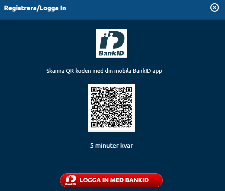 Inloggning hos PlayToro med QR-kod och BankID.