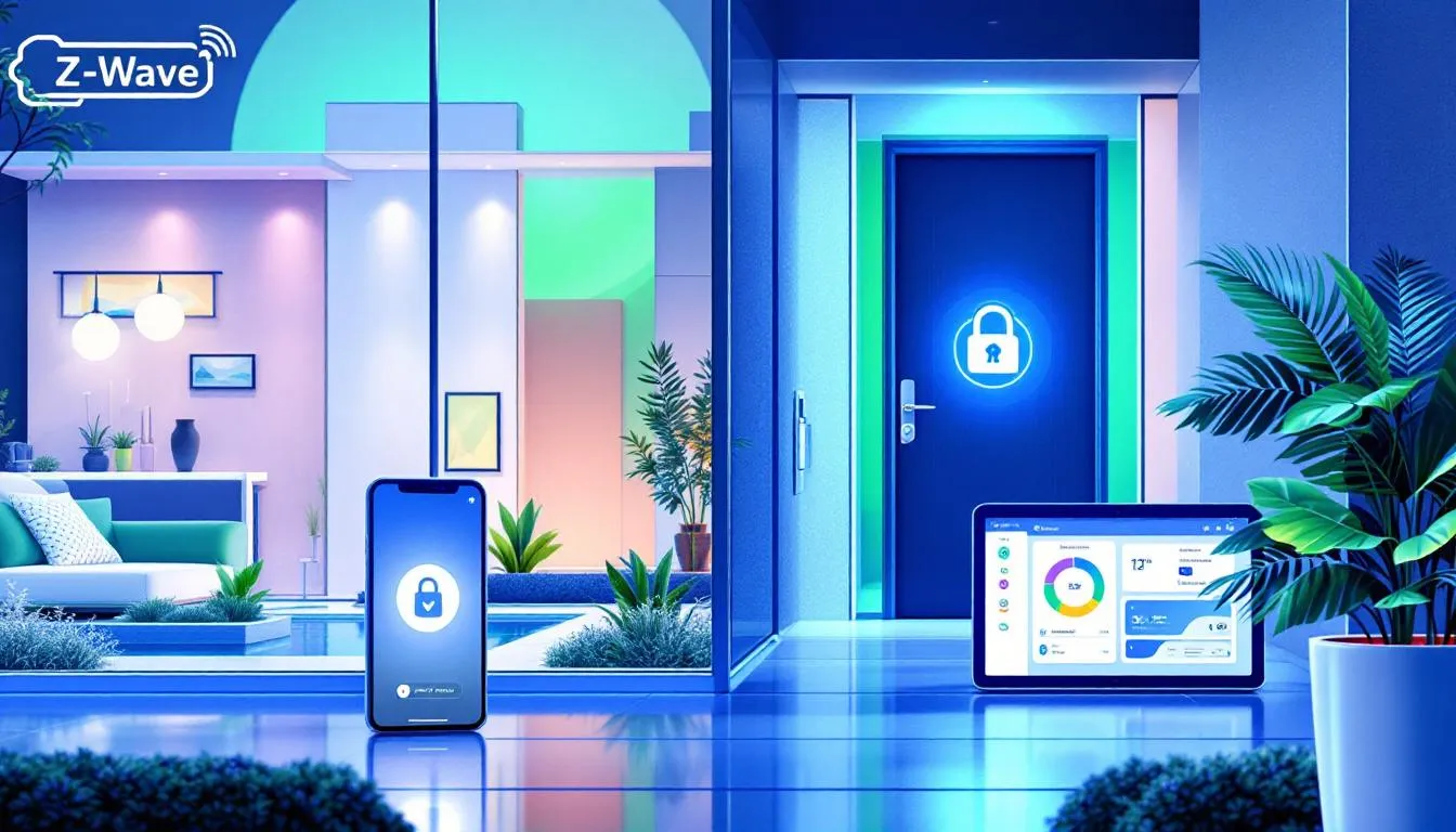 The benefits of using Z-Wave smart locks illustrated in a visually appealing manner.