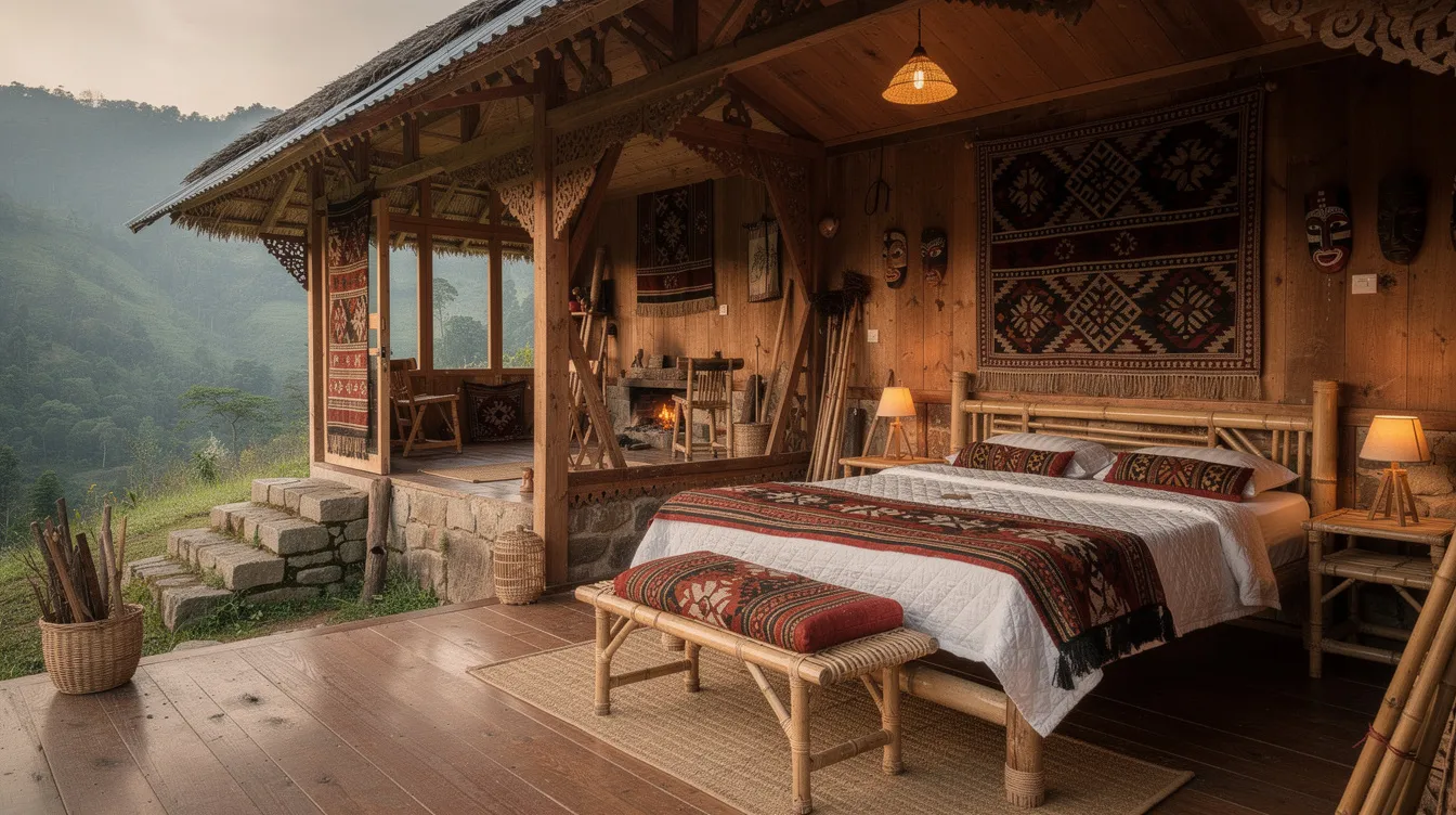 6293174b d93c 4365 bbe9 c3656aa42fc7 The image depicts a traditional Naga village house that has been transformed into a cozy homestay, featuring warm wooden interiors adorned with local textiles. This inviting space reflects the rich cultural traditions of Nagaland, making it an appealing option for domestic and foreign investors looking for profitable business opportunities in the region.