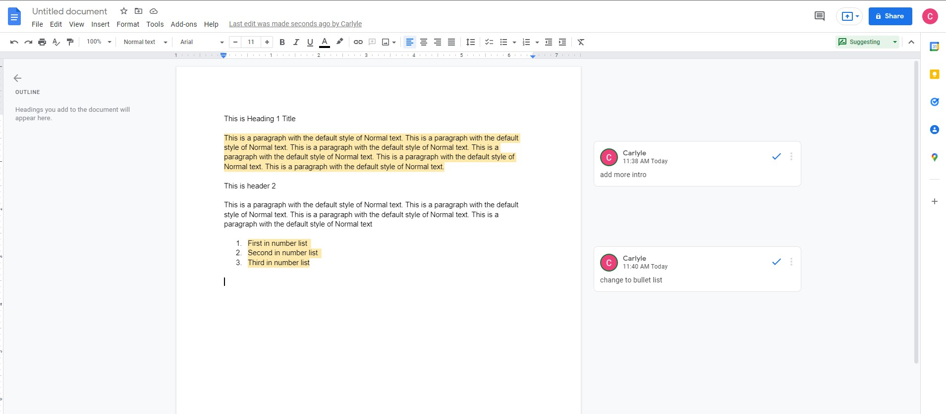 Step 1: Open the Google Doc with comments