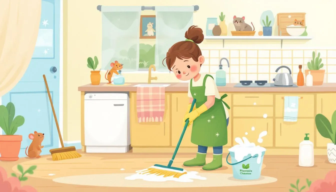 Eco-friendly cleaning products used by a housekeeper.