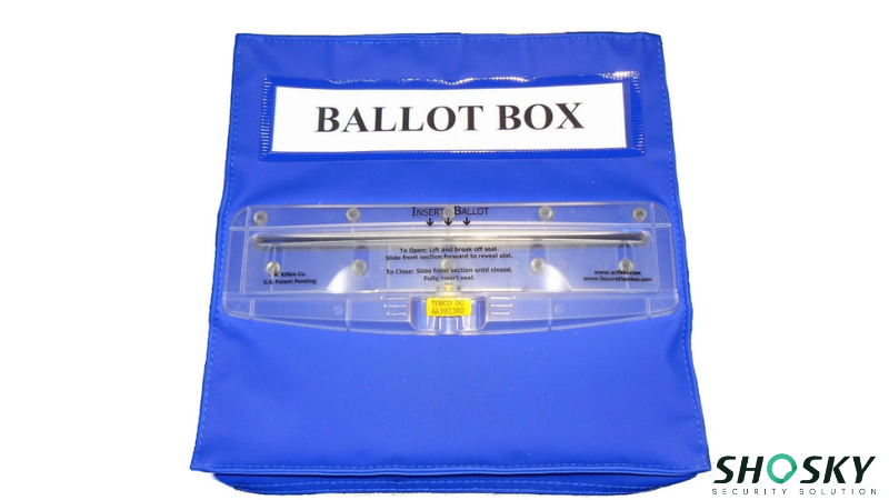 Transparent seal on ballot box enables inspection and audit trail documentation