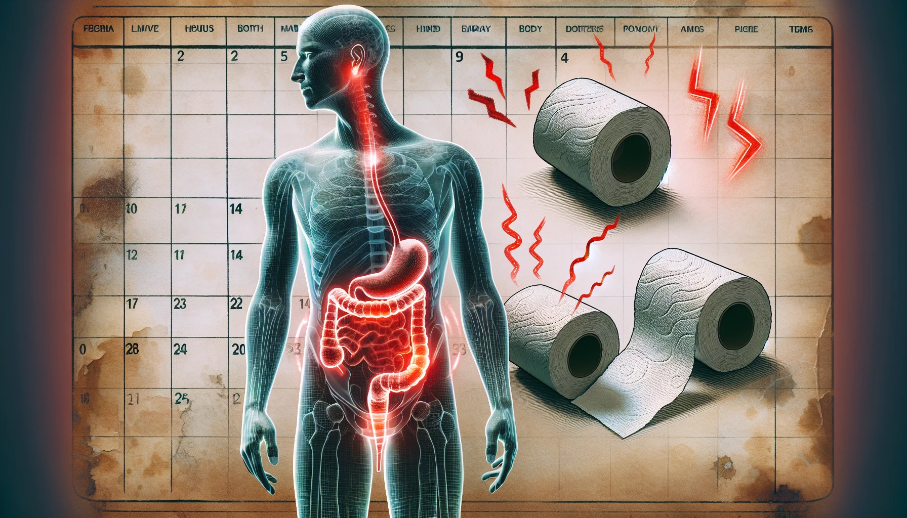 Illustration of symptoms of colon cancer