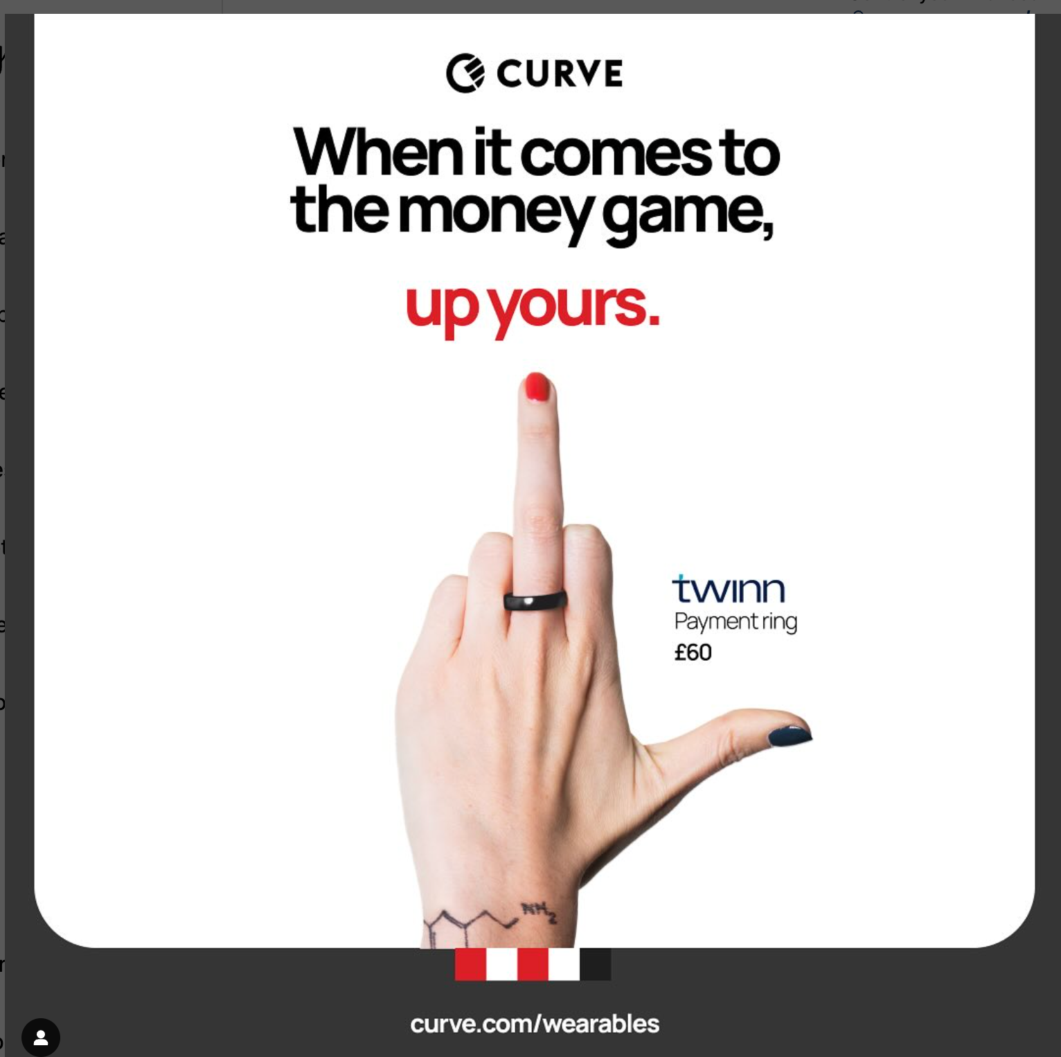 Curve Instagram post showcasing 'up yours' campaign