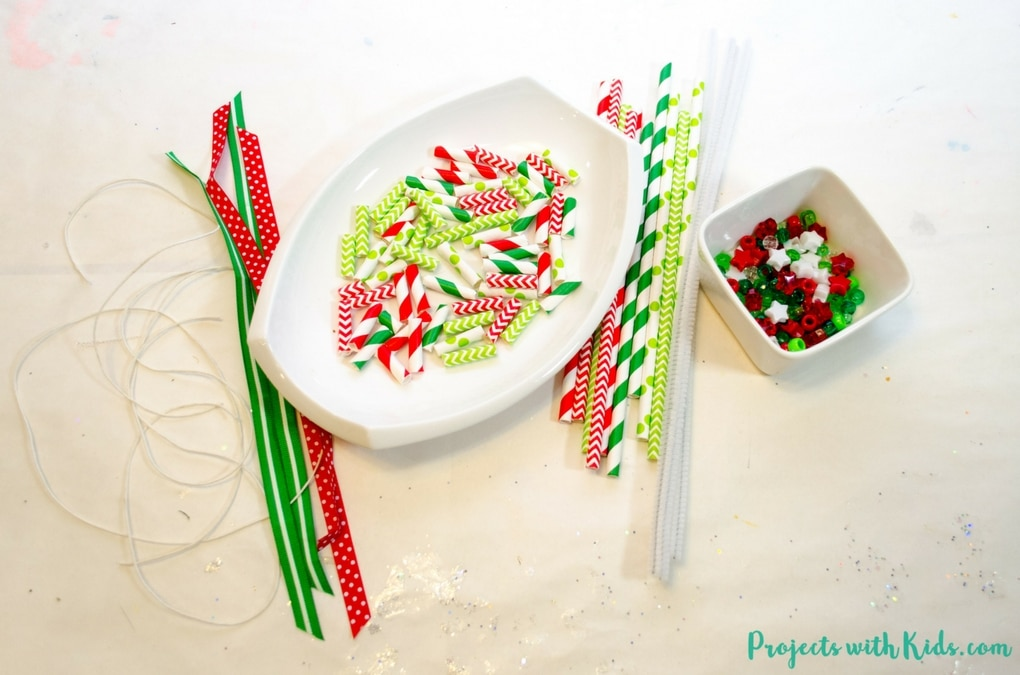Supplies needed for straw wreath ornaments