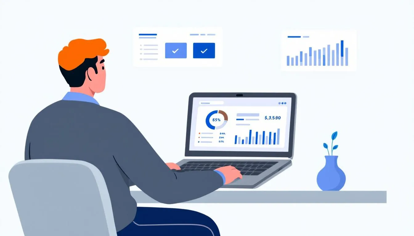 An illustration showing someone checking their credit score online, representing the importance of monitoring credit health.