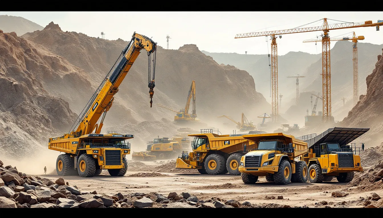 An illustration of heavy equipment in a construction site, highlighting the importance of insurance for heavy equipment.