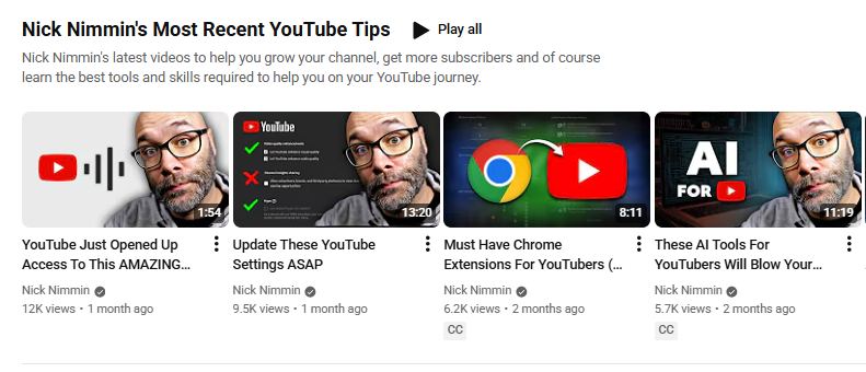 Screenshot from Nick Nimmin’s YouTube channel