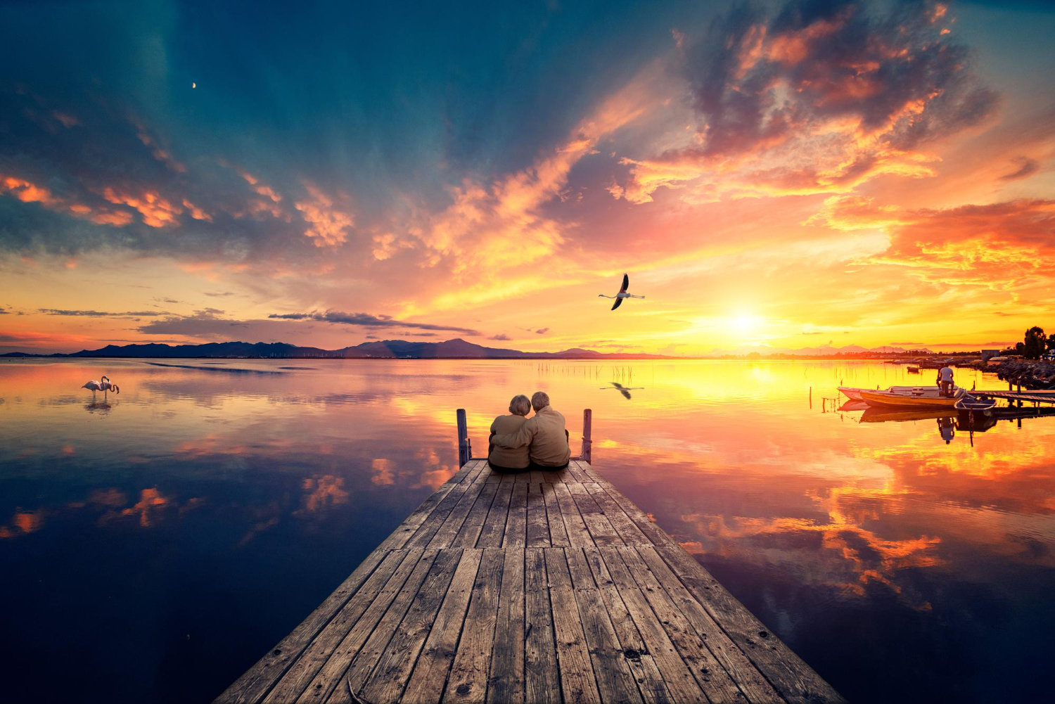 A serene and picturesque image of a serene sunset, symbolizing life's peaceful and beautiful moments.