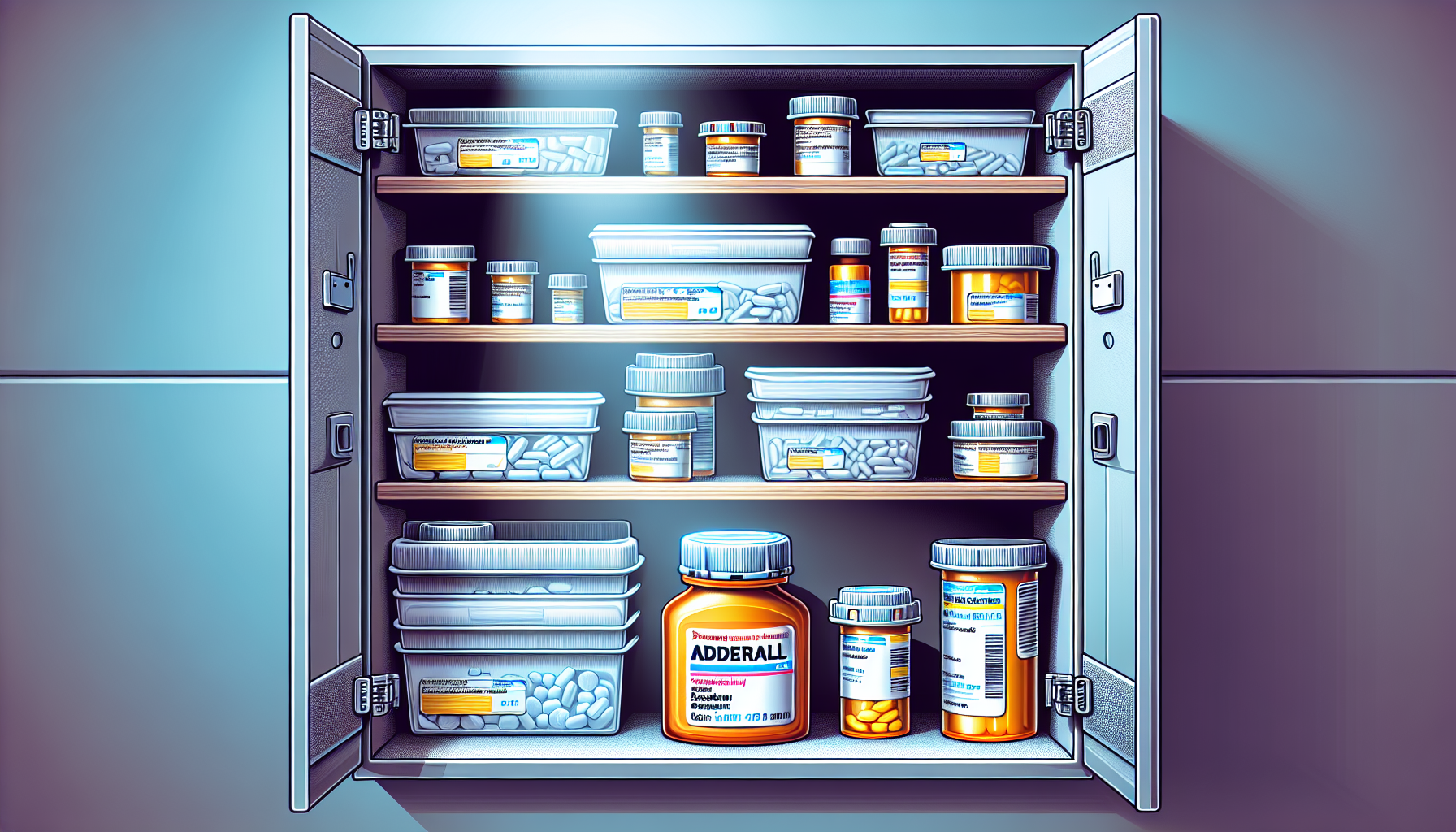 An illustration of proper storage methods for Adderall.