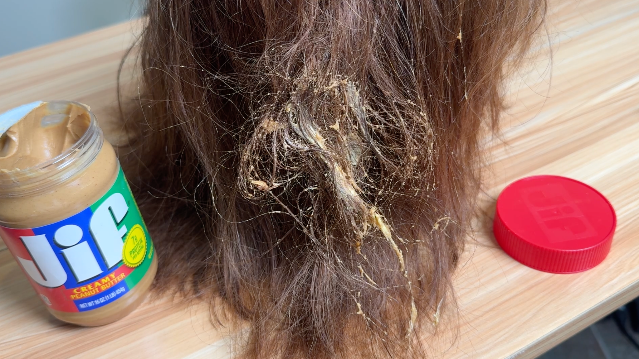 peanut butter on hair