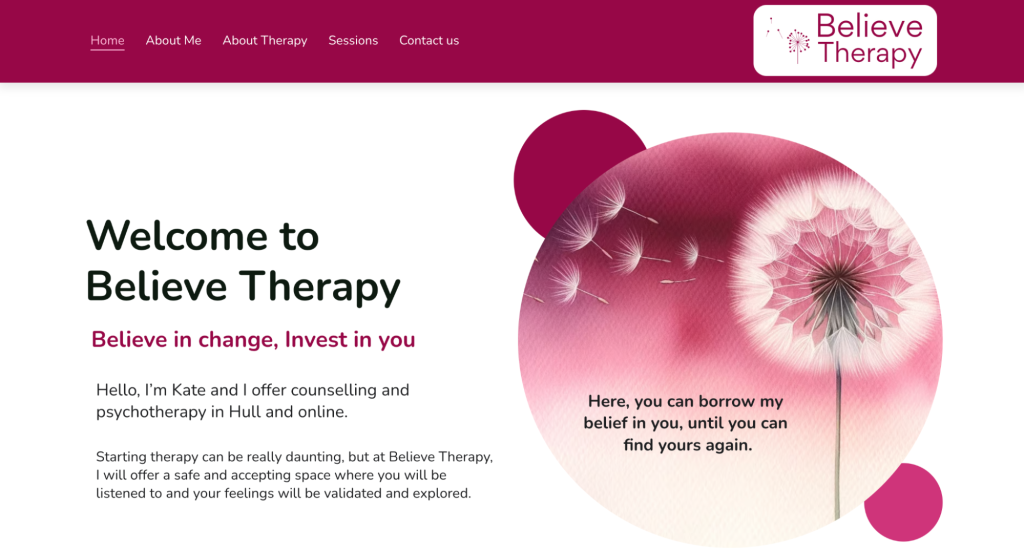 Página de Believe Therapy