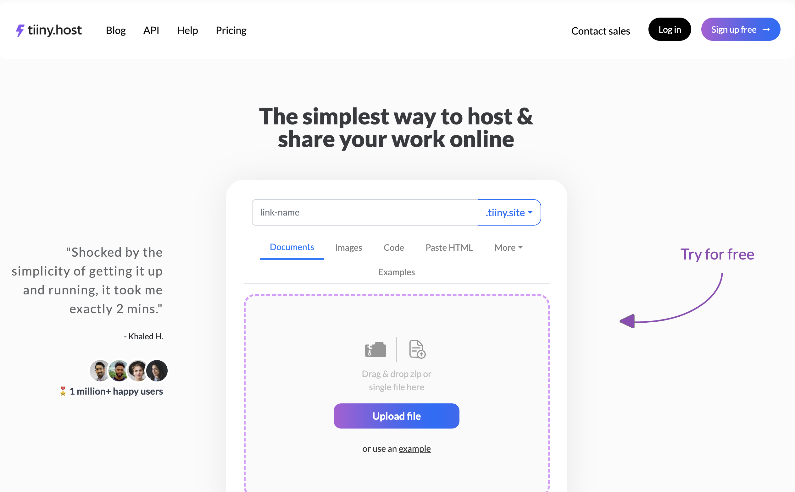 The TiinyHost website