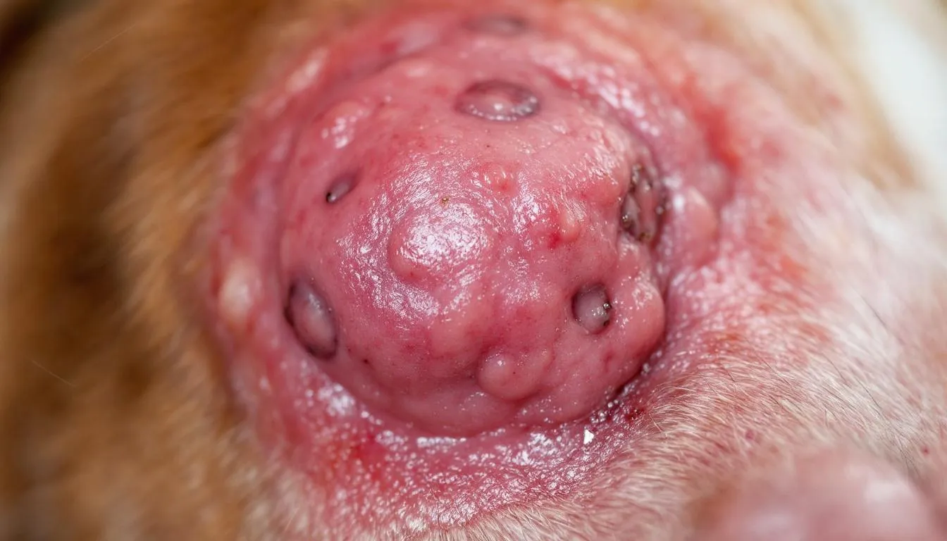 A close-up image reveals a dog