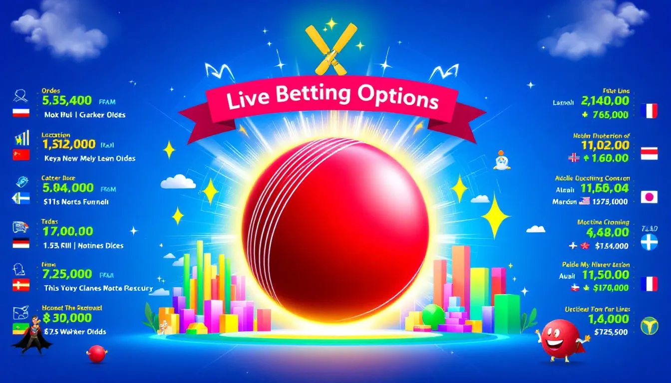 Live betting options for cricket matches.