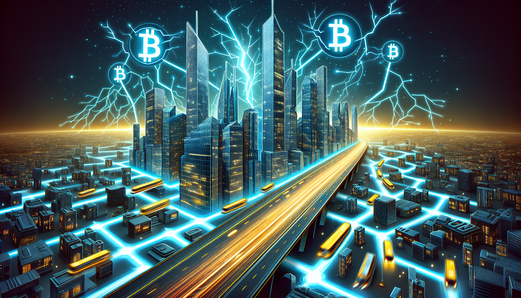 Illustration of the Lightning Network for Bitcoin transactions