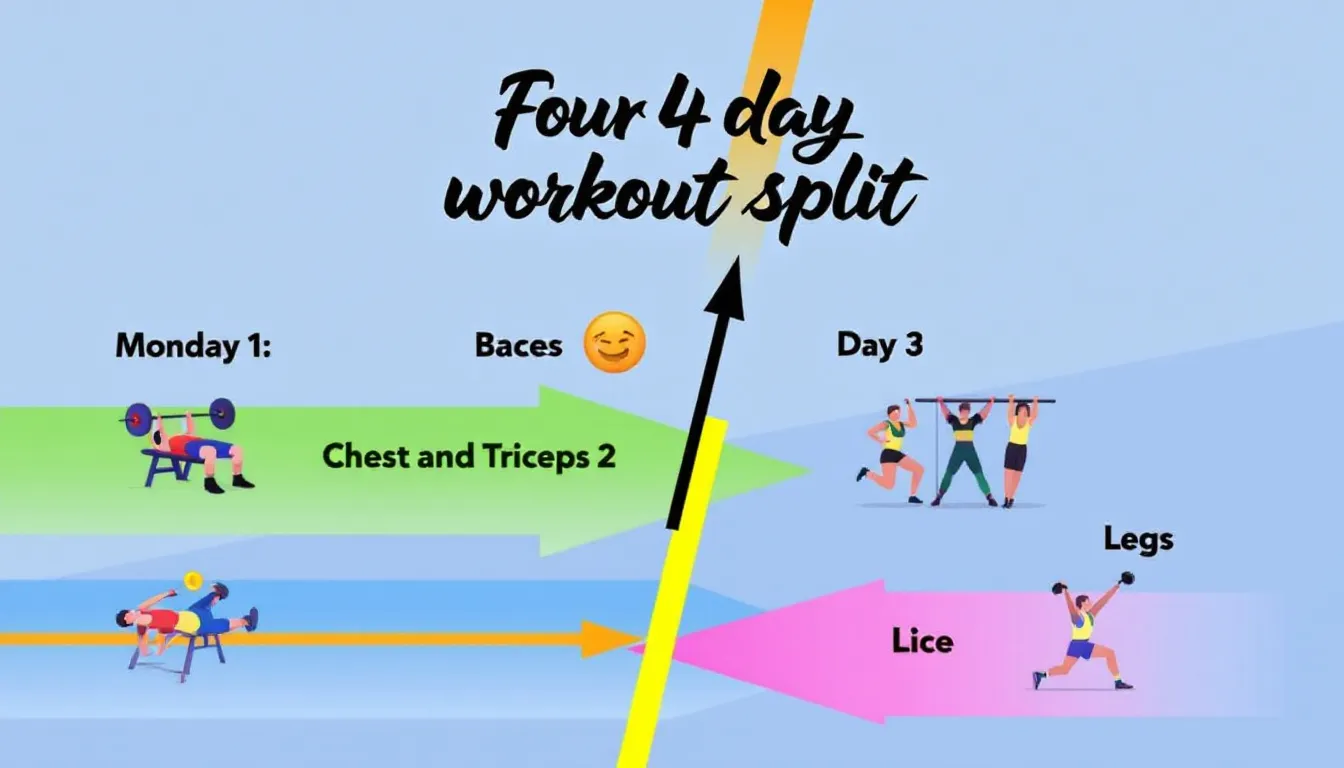 An illustration representing a four day workout split.