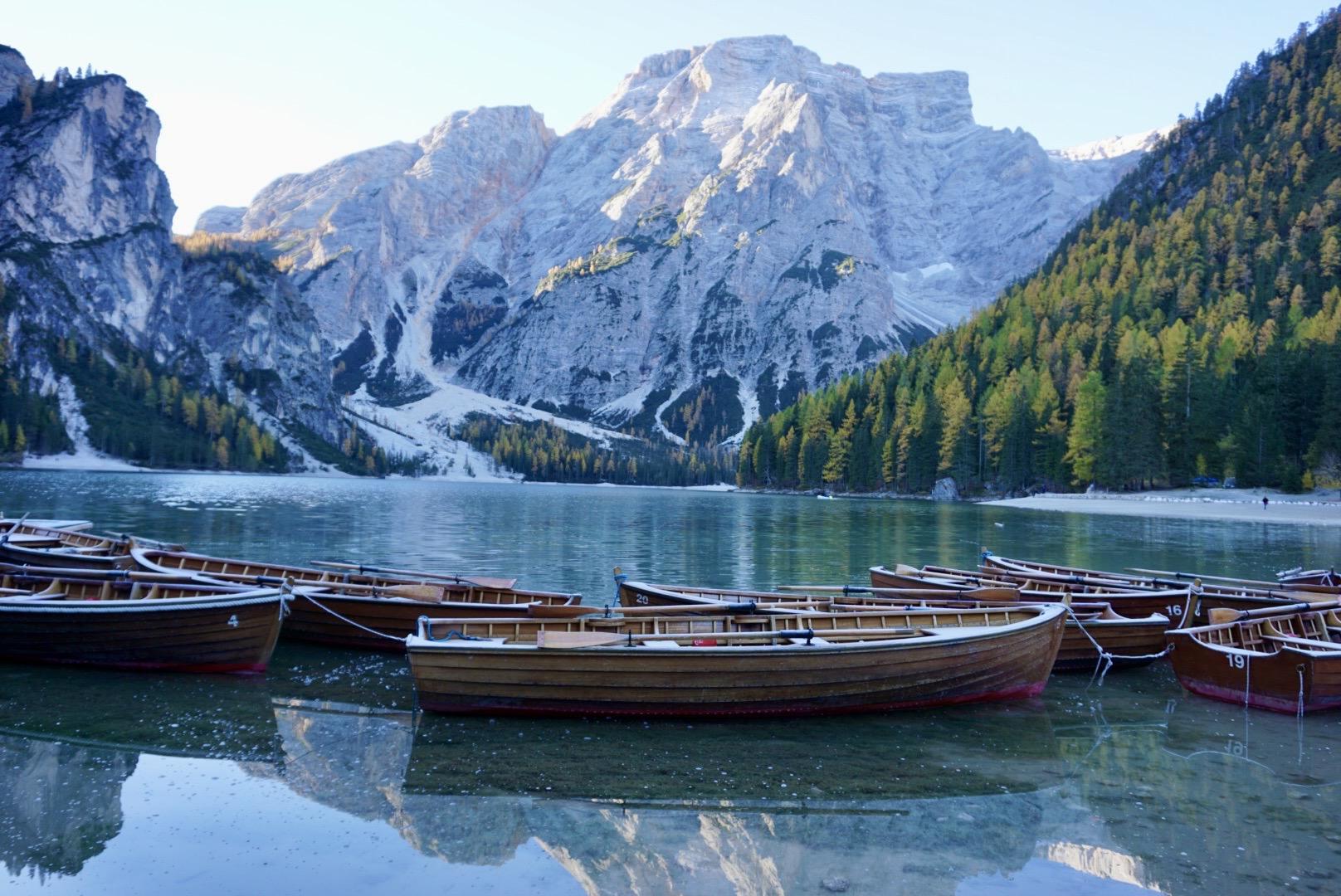 Rowboats at Lago di Braies, Northern Italy