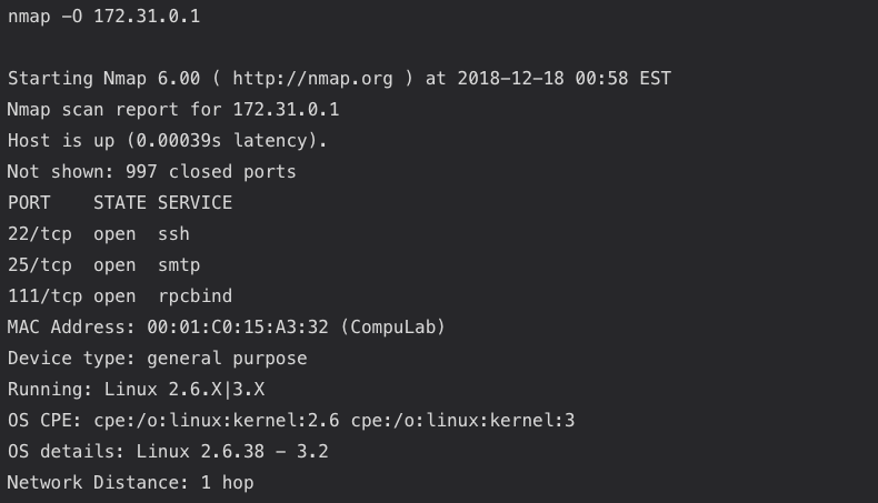 Scanning open ports via nmap.