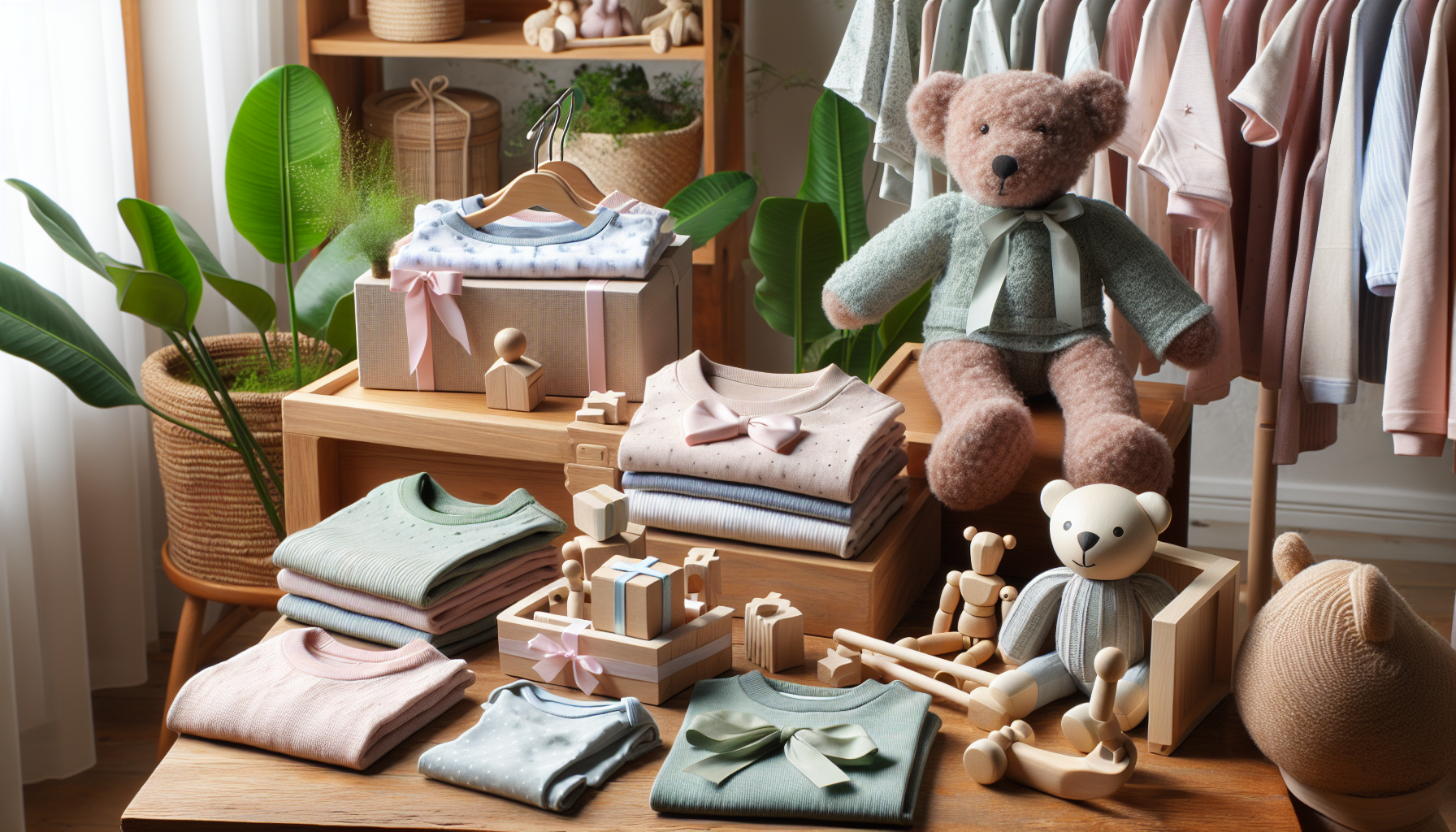 Organic baby clothing sets and sustainable toys