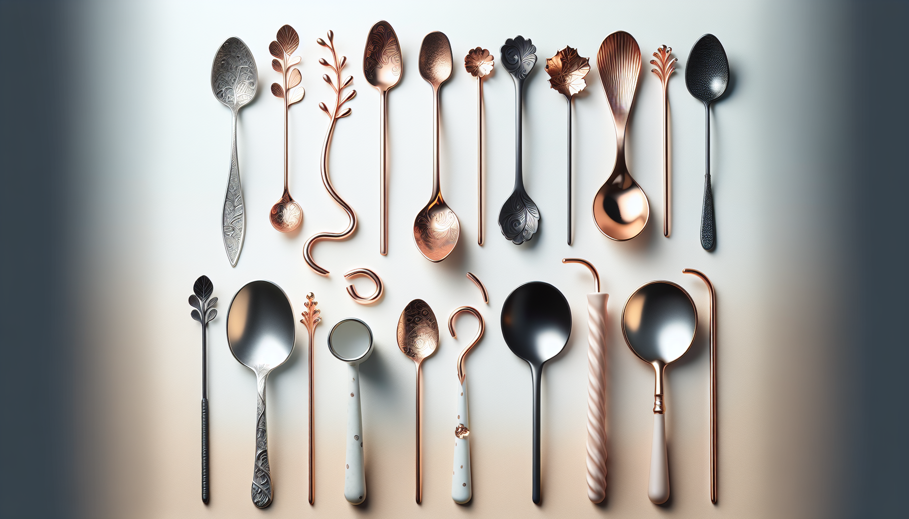 Various elegant designs of coffee spoons