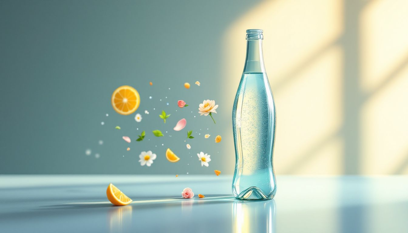 A bottle of sparkling water with natural flavors.