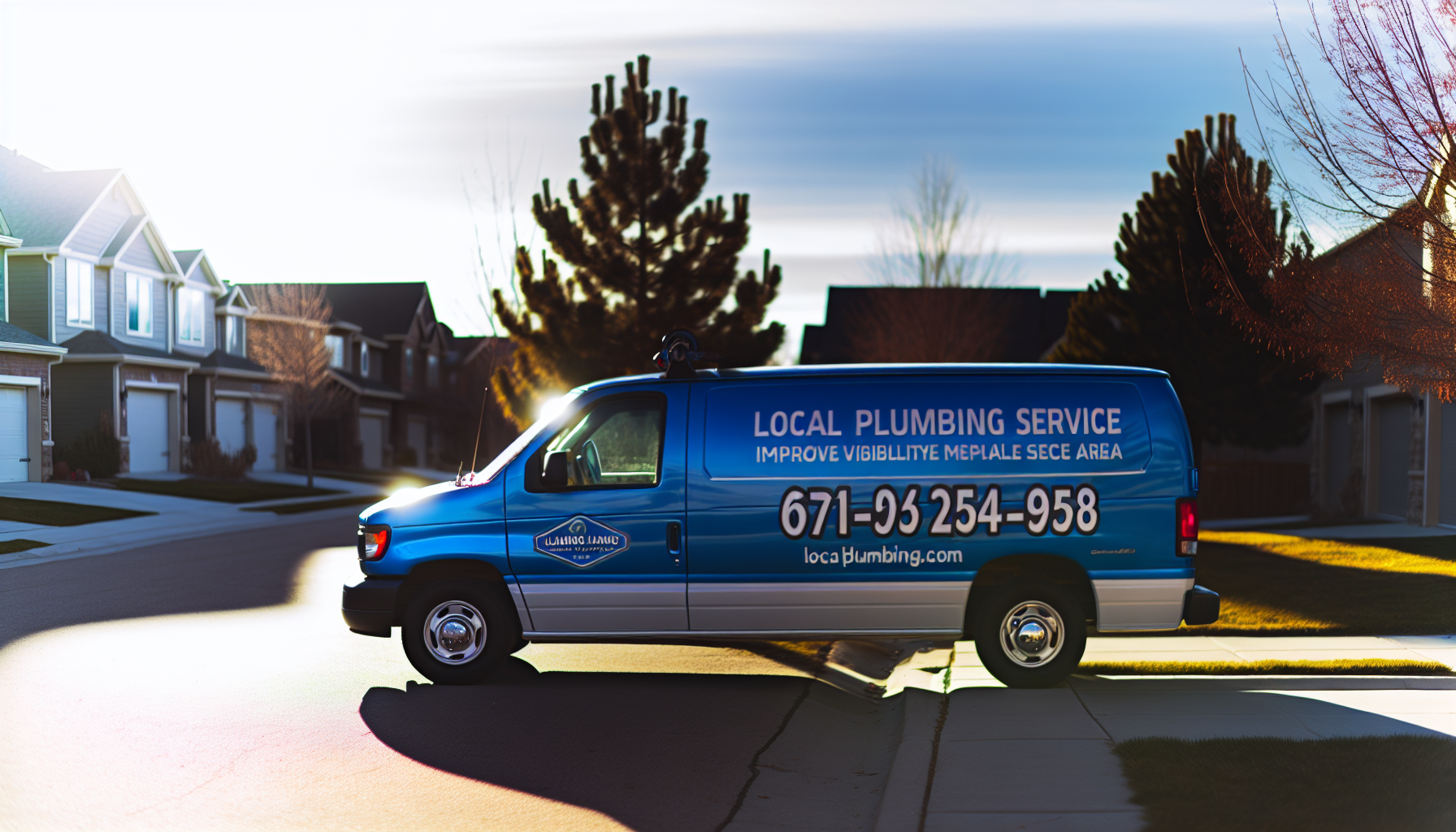 Photo of a plumbing service van with local SEO optimization