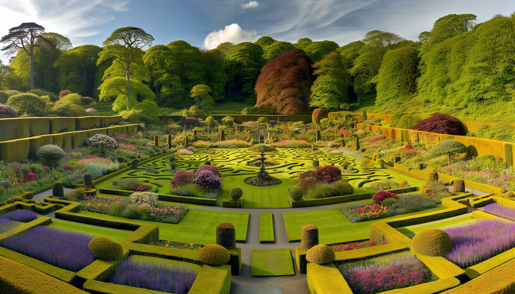 Idyllic view of the formal gardens at Holehird Gardens