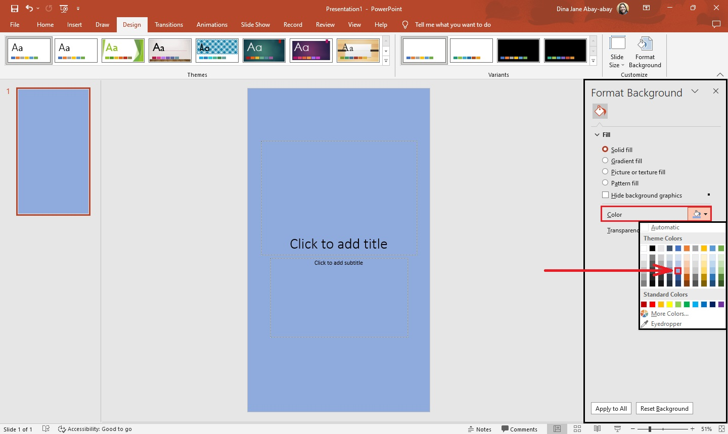 Select a specific color for the background of your infographic in PowerPoint