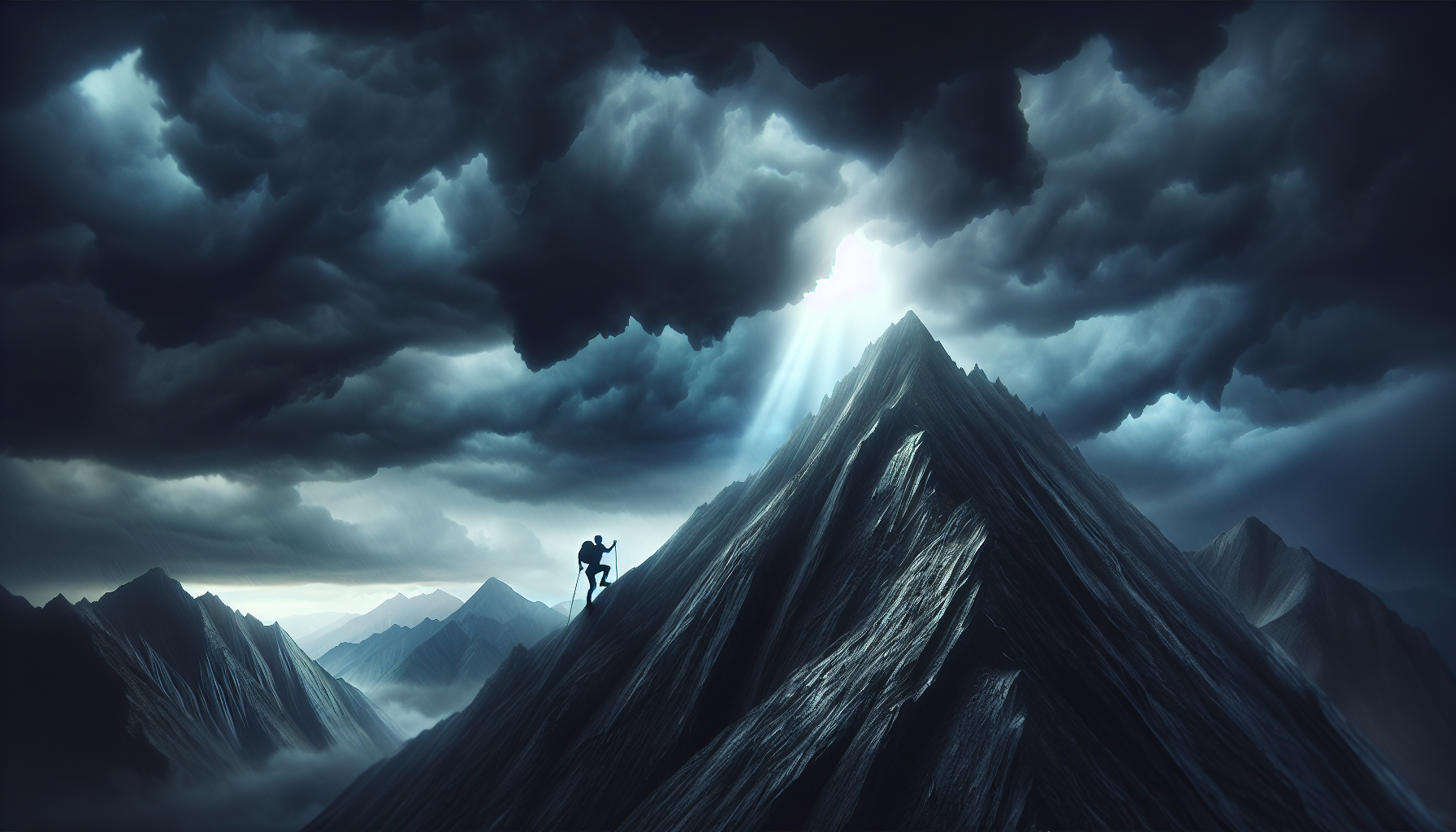 A person climbing a mountain, symbolizing overcoming fear of failure