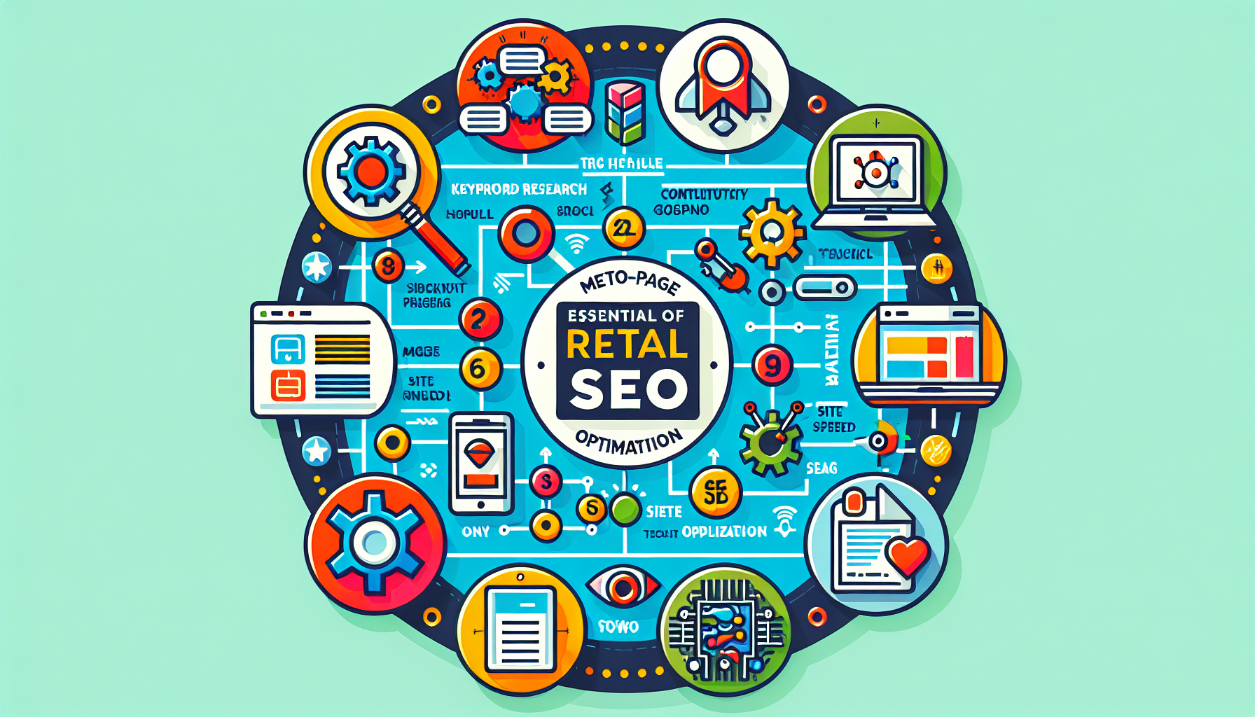 A visual representation of essential components of retail SEO.