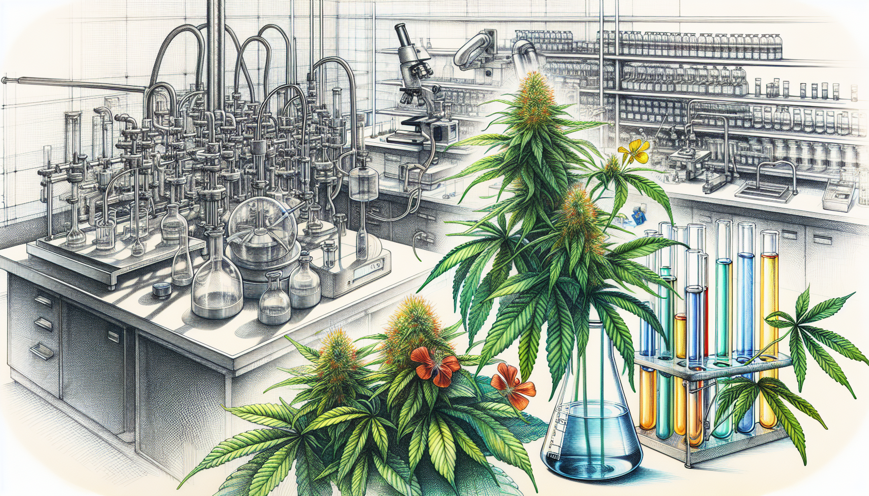 A drawing of HHC flowers and their production.