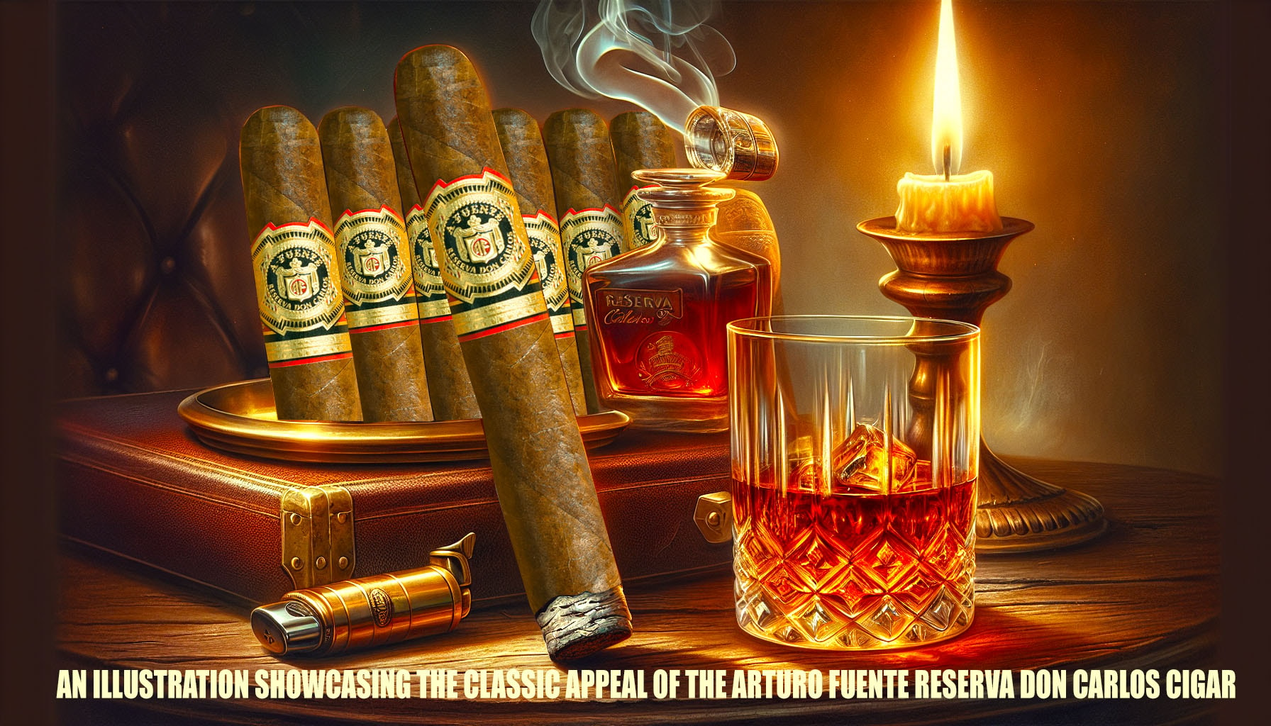 An illustration showcasing the classic appeal of the Arturo Fuente Reserva Don Carlos cigar.