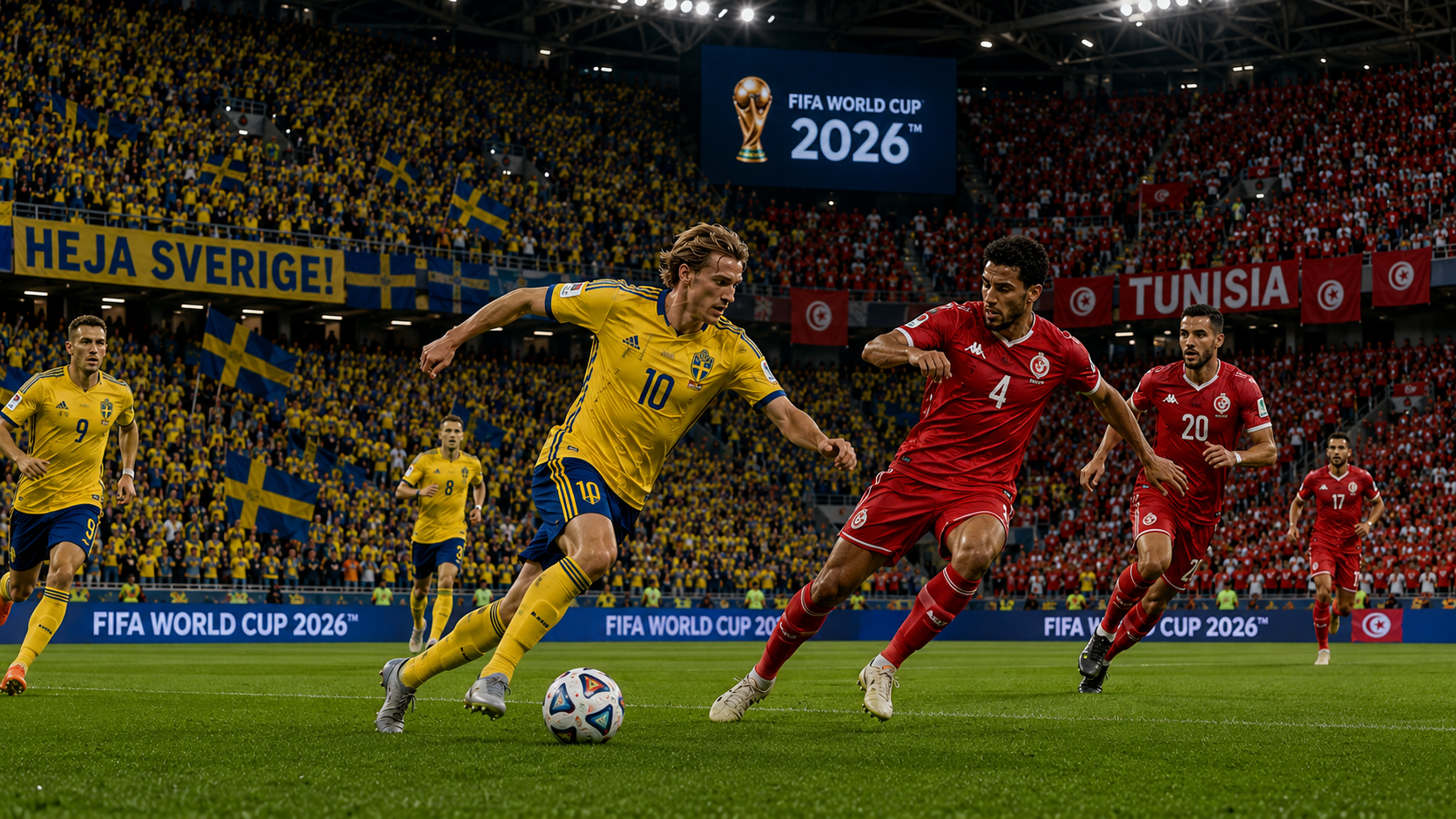 Sverige spelar mot Tunisien i grupp F under fotbolls VM 2026.