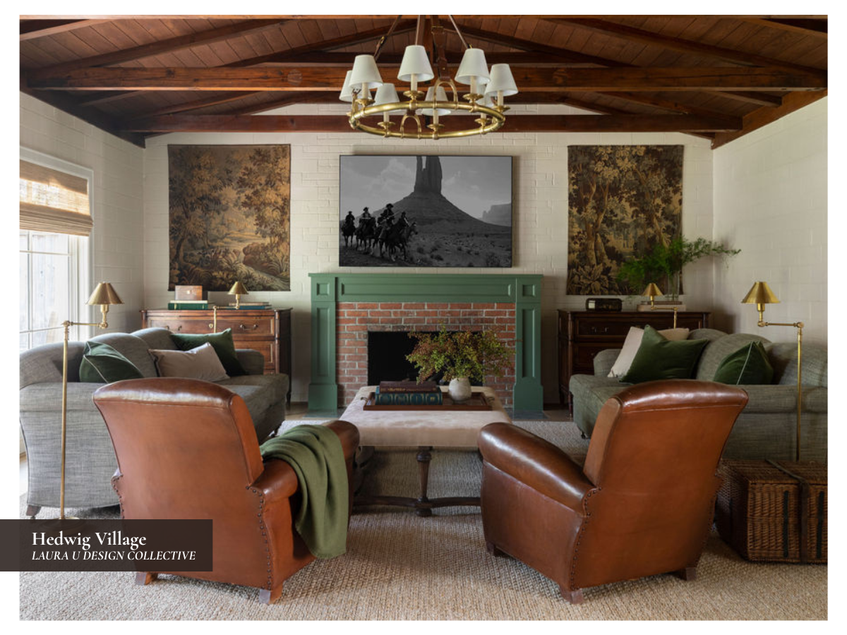 the living room in our Hedwig Village hunting lodge