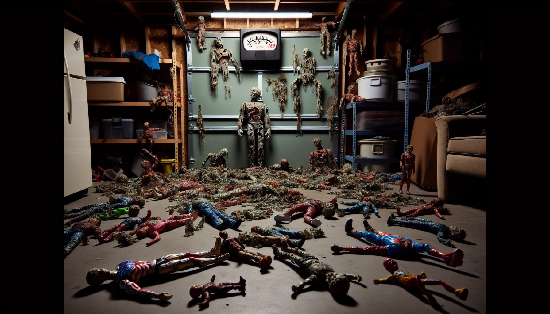 Warped action figures due to uncontrolled temperature in a garage