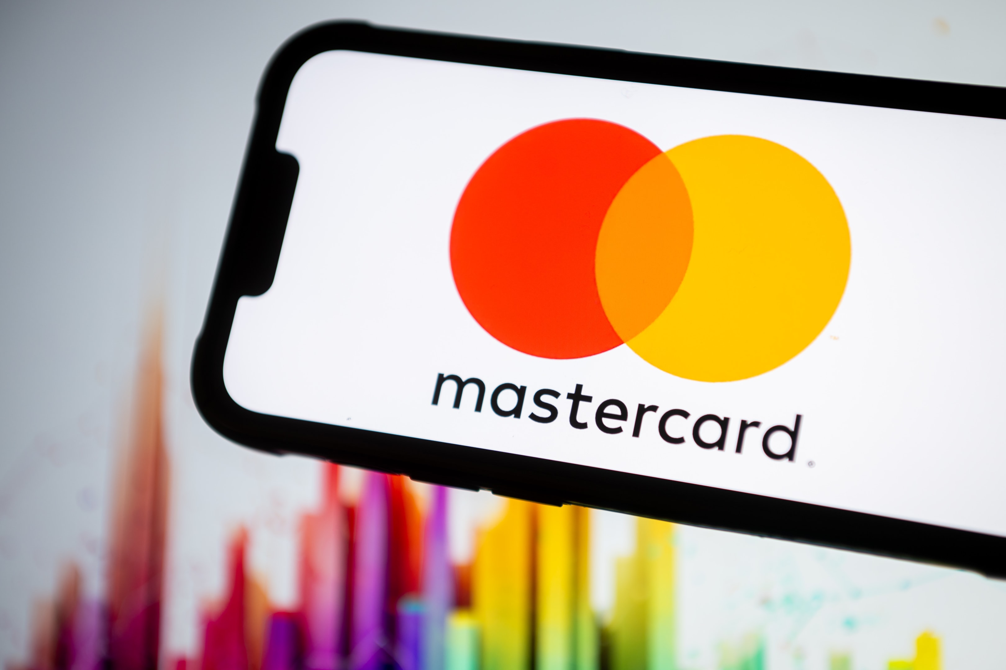 The Mastercard logo seen displayed on a smartphone screen.