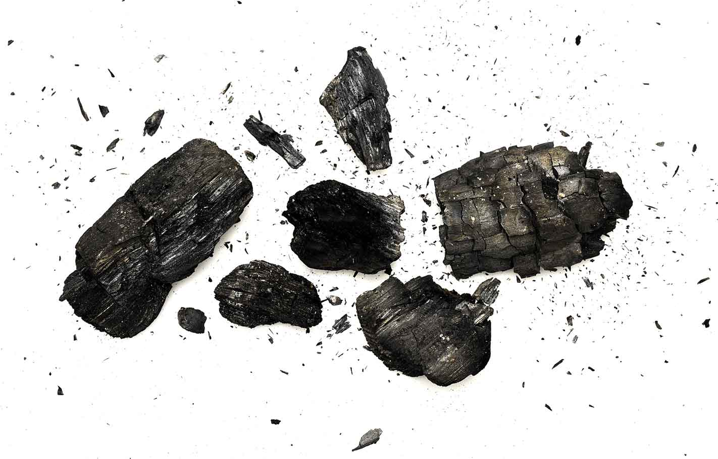 Black burnt firewood