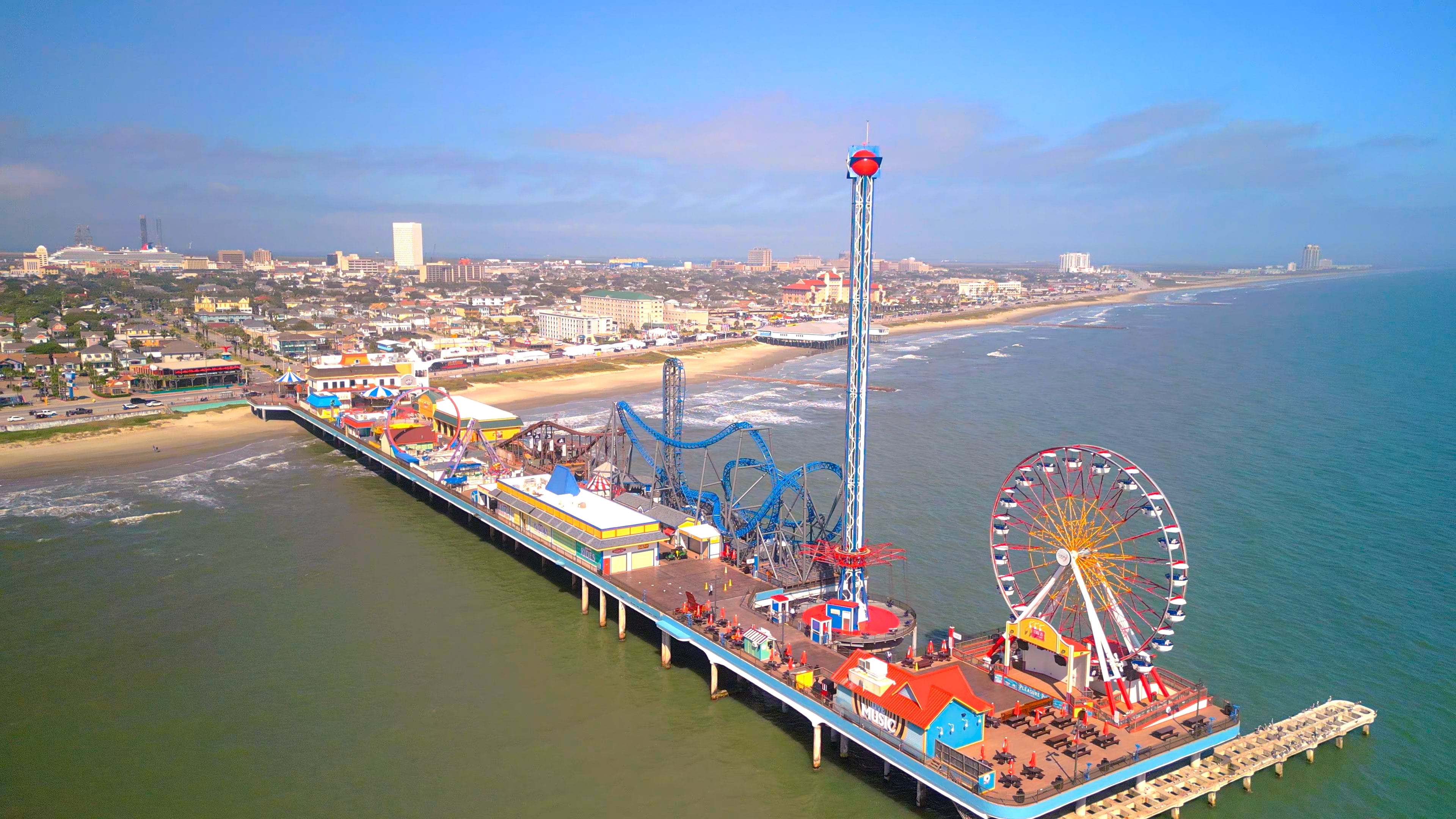 Pleasure Pier, Galveston Bay Fishing along the entire length of the shoreline.