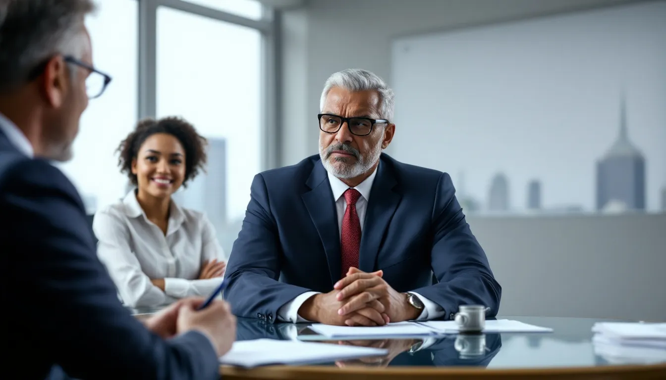 Discussing legal rights and responsibilities with clients in a modern office setting, emphasizing the importance of sound legal advice for residential tenants and landlords alike. The lawyer is seen providing guidance on rental agreements and tenant rights, ensuring a favorable outcome in landlord tenant matters.