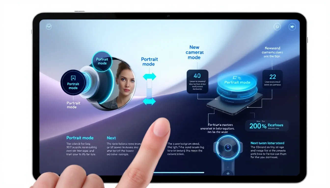 Neue Kamera-App-Funktionen in iPadOS 18 mit einem iPad und Kamera-Interface.
