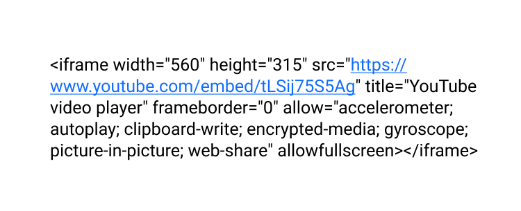 A YouTube video embed code utilizing iFrame.
