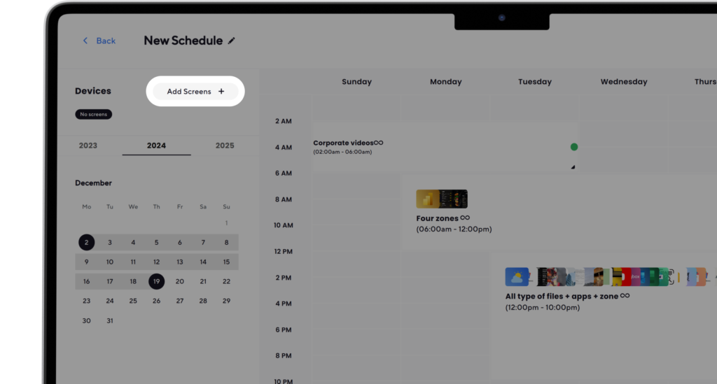 set up content playlists and scheduling