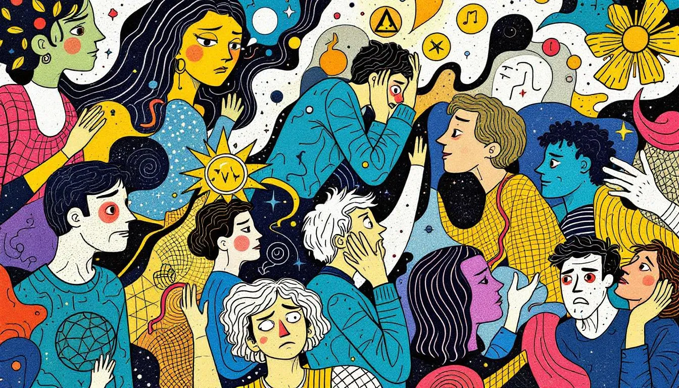 An illustration depicting various stress symptoms and their impact on individuals.