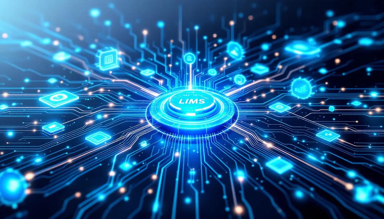 A graphic depicting real-time data transfer in laboratory settings.