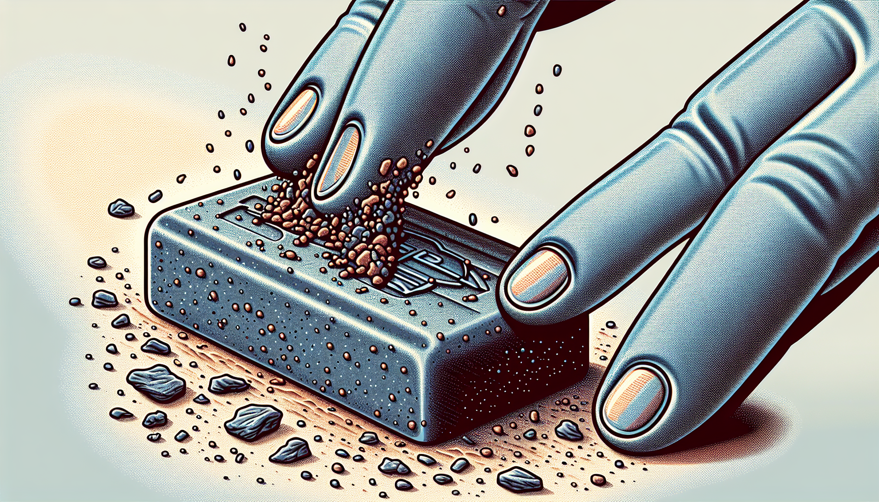 Illustration of dropped clay bar